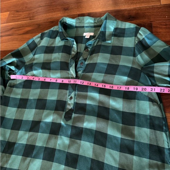 J.Jill Green Plaid ShirtDress, Size Medium Tall - Picture 9 of 15